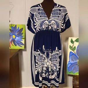 Blue and white floral dess